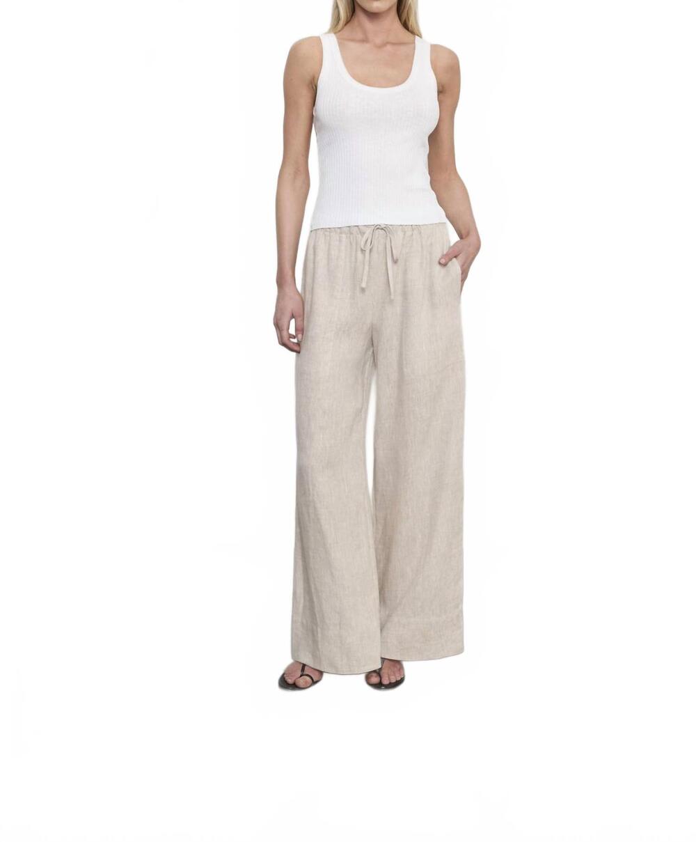 NEW ENZA COSTA linen cropped summer pant in jute heather
